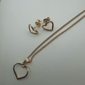 Gold Heart Necklace and Earrings Set ✨